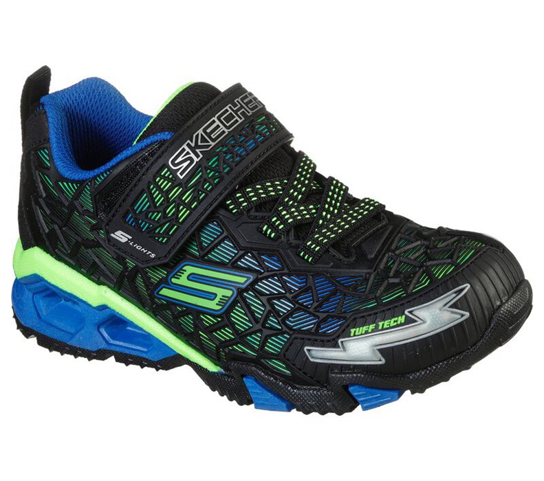 Skechers S Lights: Hydro Lights - Tuff Force - Boys Sneakers Black/Light Green [AU-XU9550]